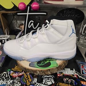 White and Blue High-Top Sneakers